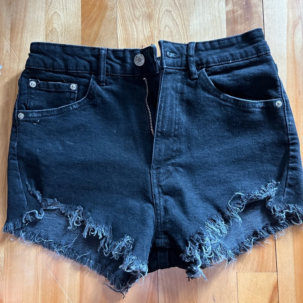 Zara black denim high waist shorts